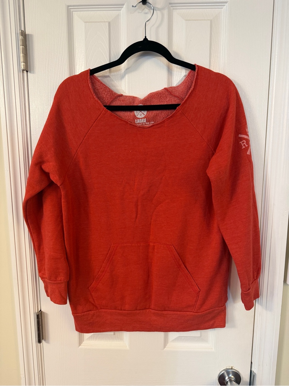 Comfort-Fit Red Scoop-Neck Pullover Sweatshirt